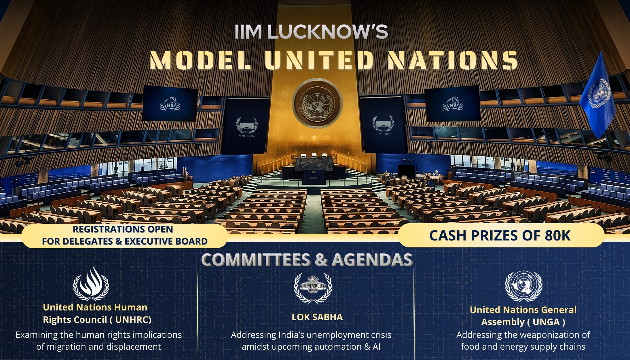 IIM Lucknow Model United Nations poster